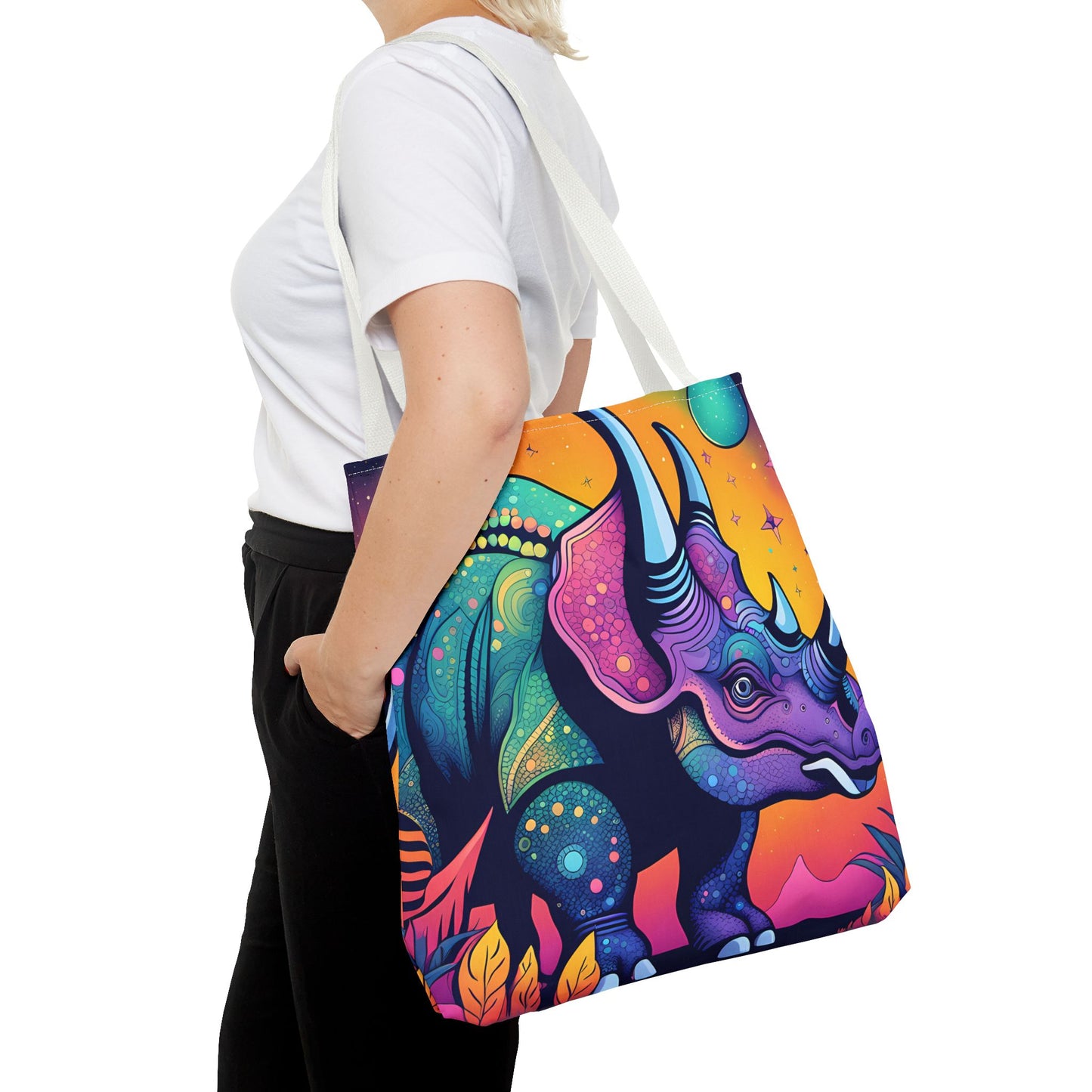 Cosmic Triceratops Tote Bag