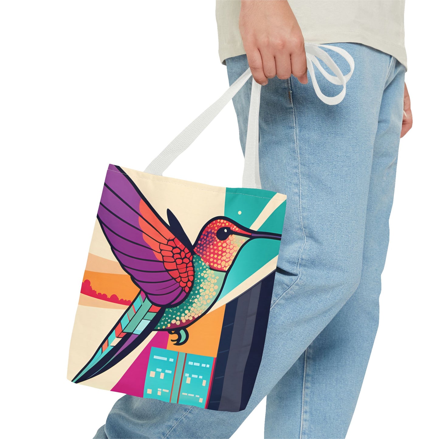 Colorful City Hummingbird Tote Bag