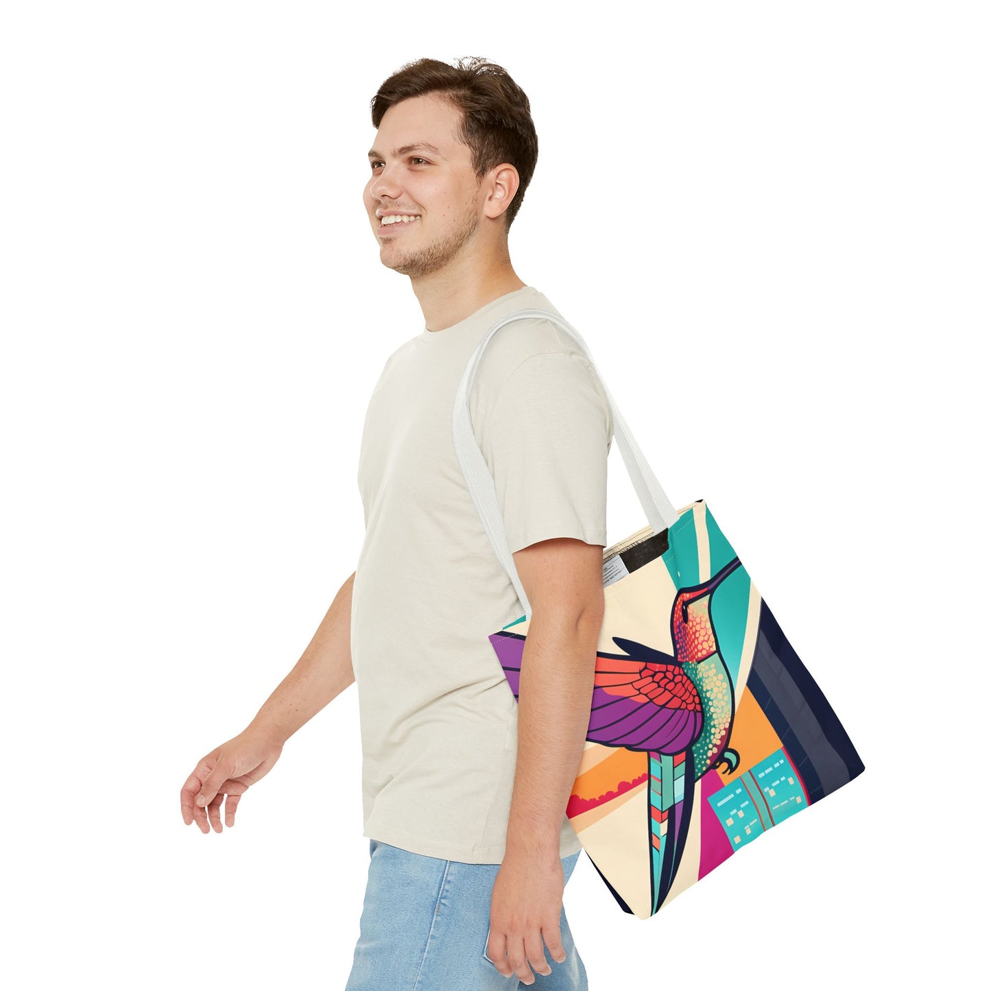 Colorful City Hummingbird Tote Bag