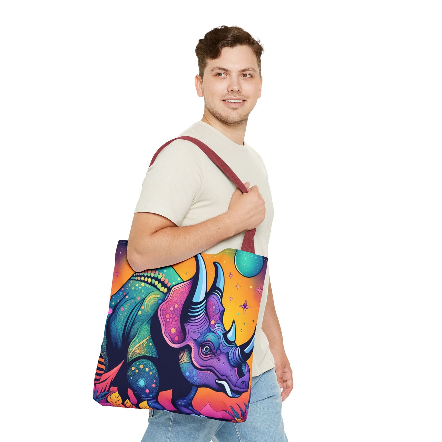 Cosmic Triceratops Tote Bag