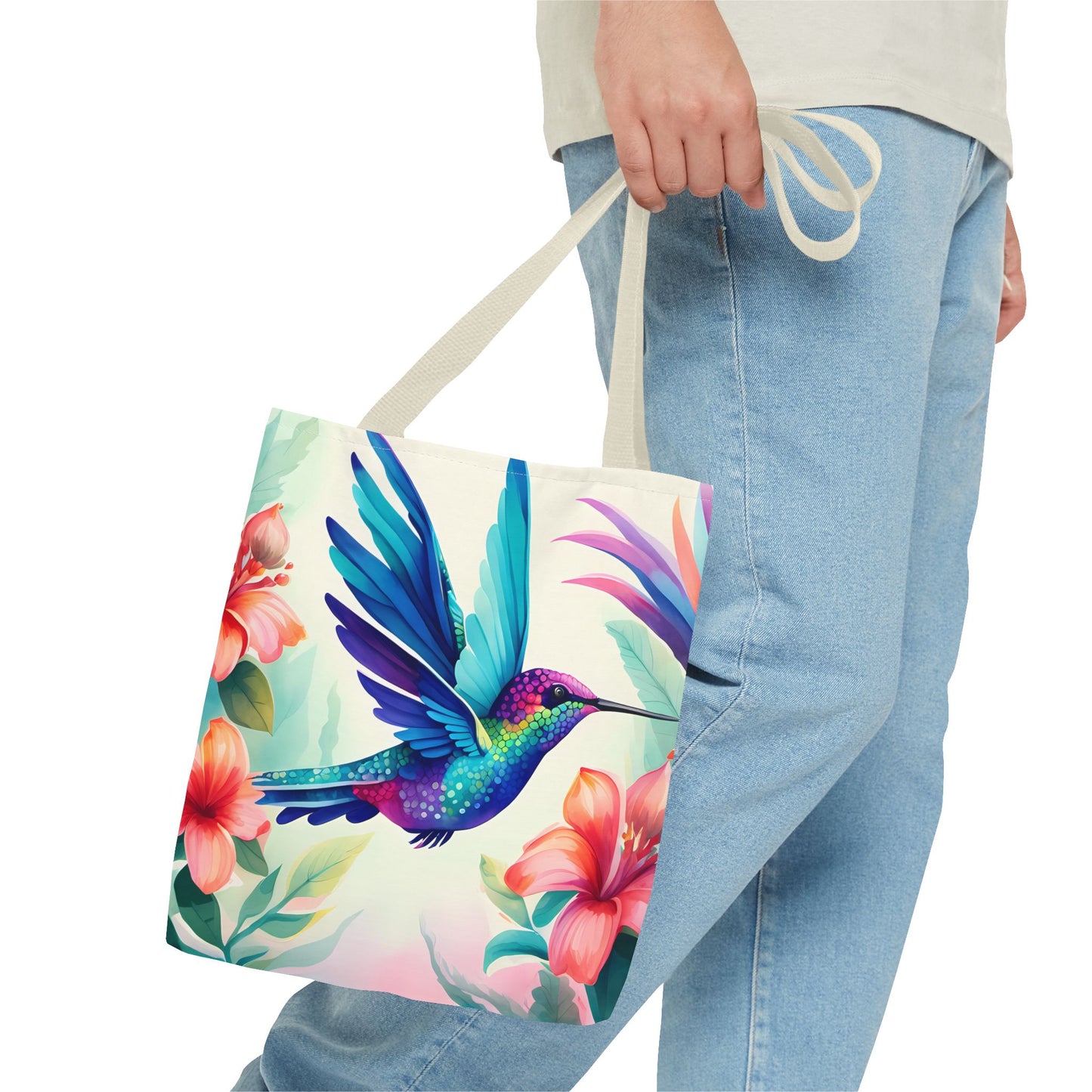 Floral Hummingbird Tote Bag