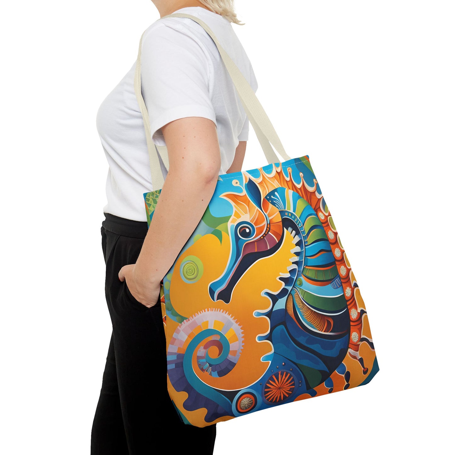 Psychedelic Seahorse Tote Bag
