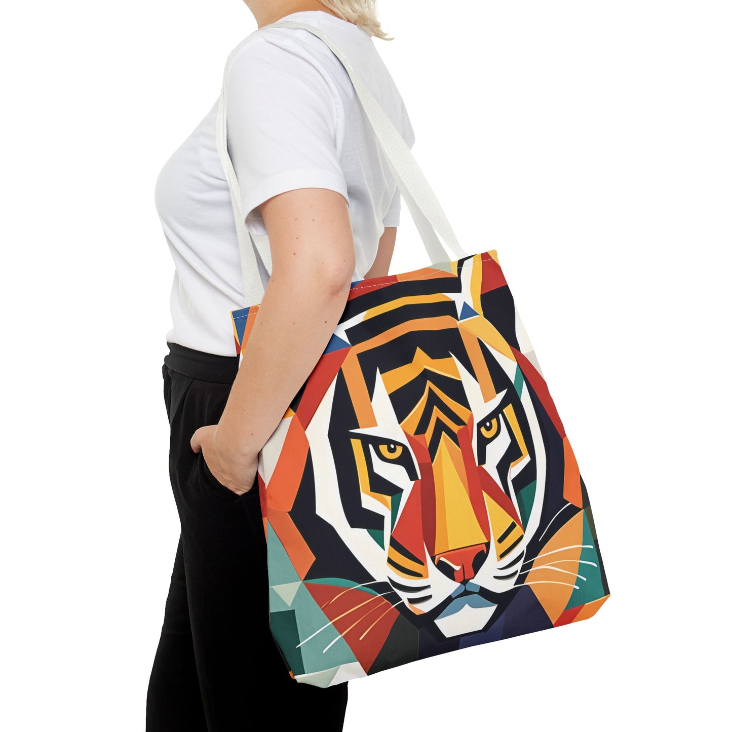 Geometric Tiger Face Tote Bag