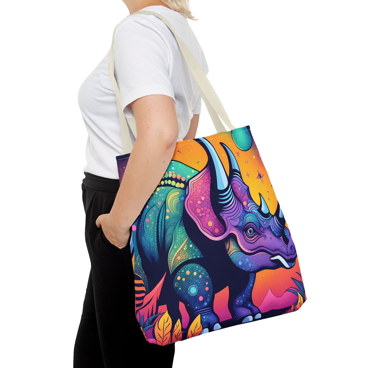 Cosmic Triceratops Tote Bag