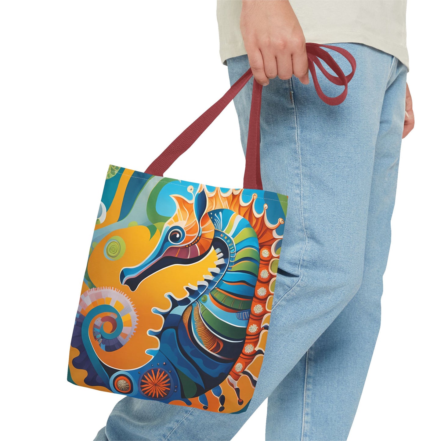 Psychedelic Seahorse Tote Bag