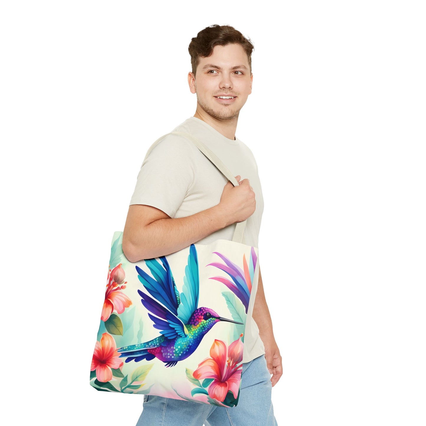 Floral Hummingbird Tote Bag