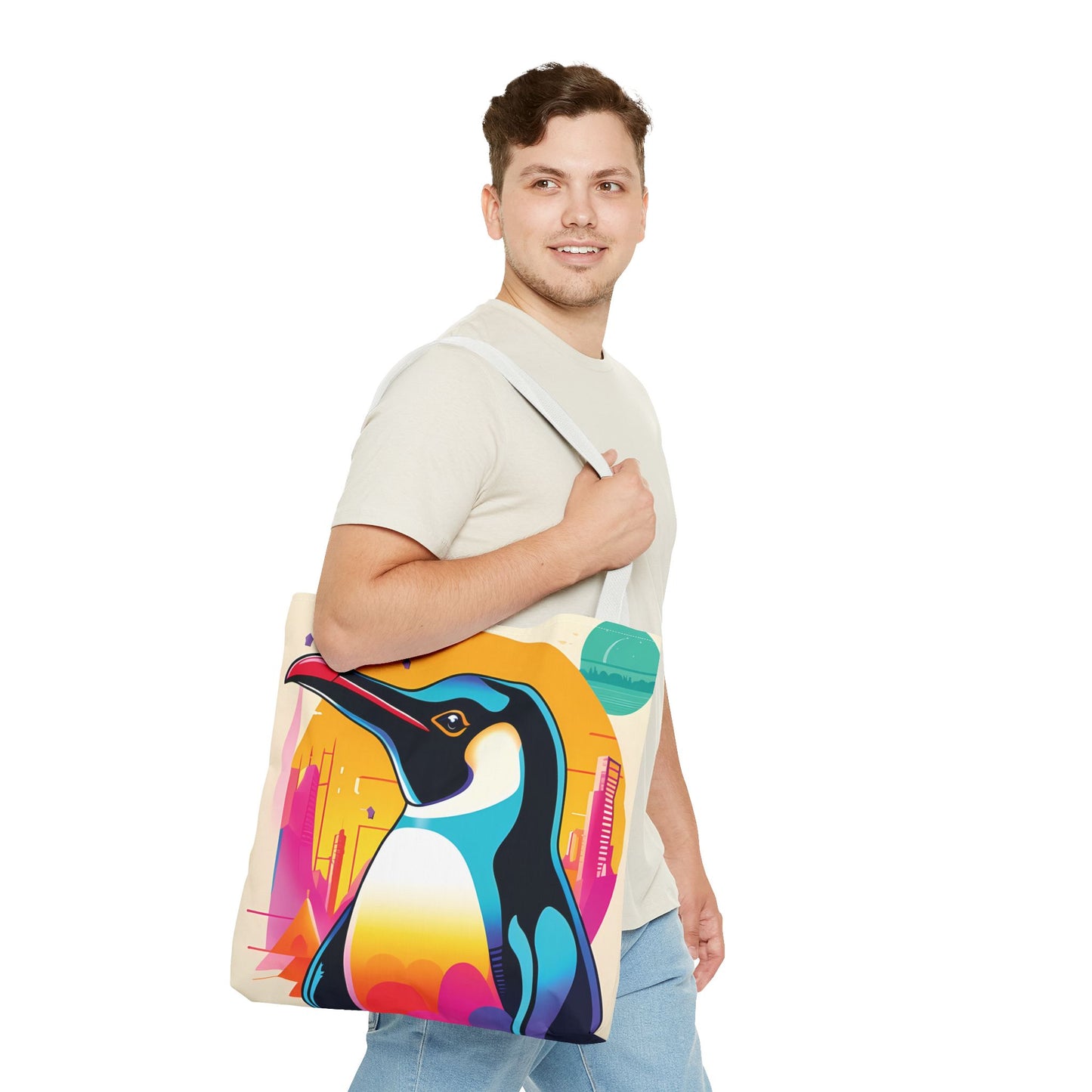 Penguin Cityscape Tote Bag