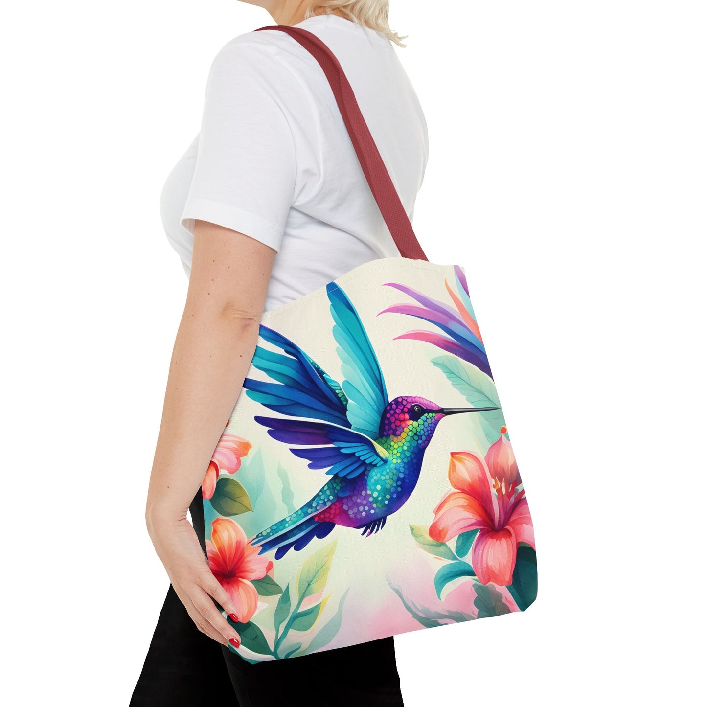 Floral Hummingbird Tote Bag