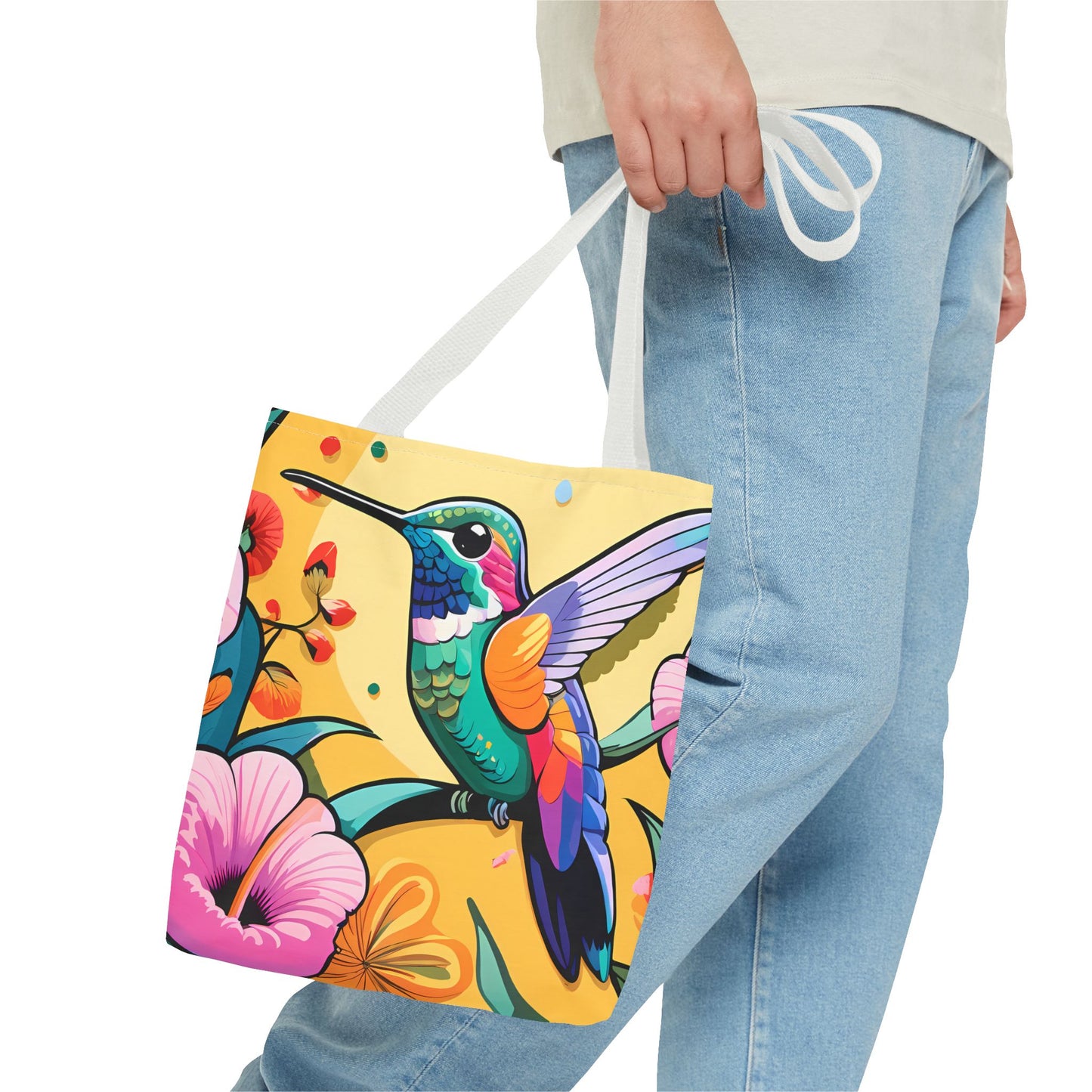 Floral Hummingbird Tote Bag