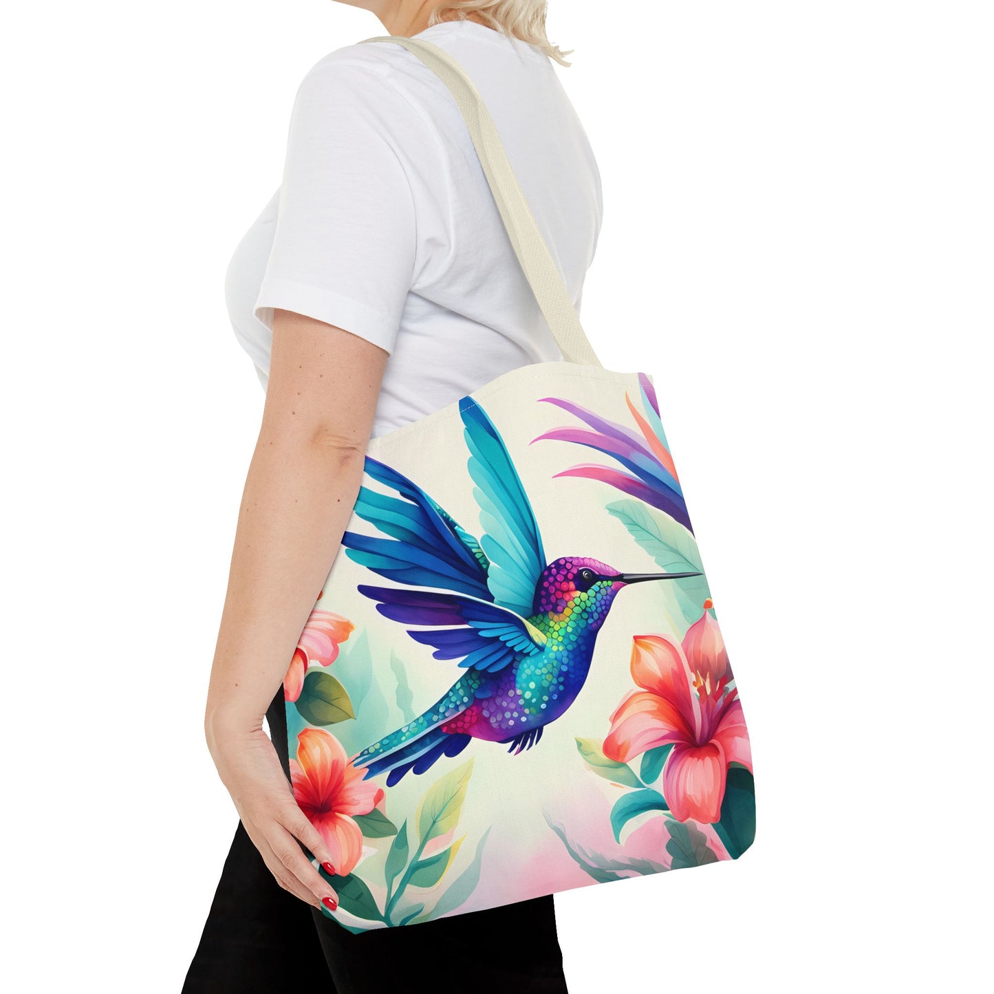 Floral Hummingbird Tote Bag