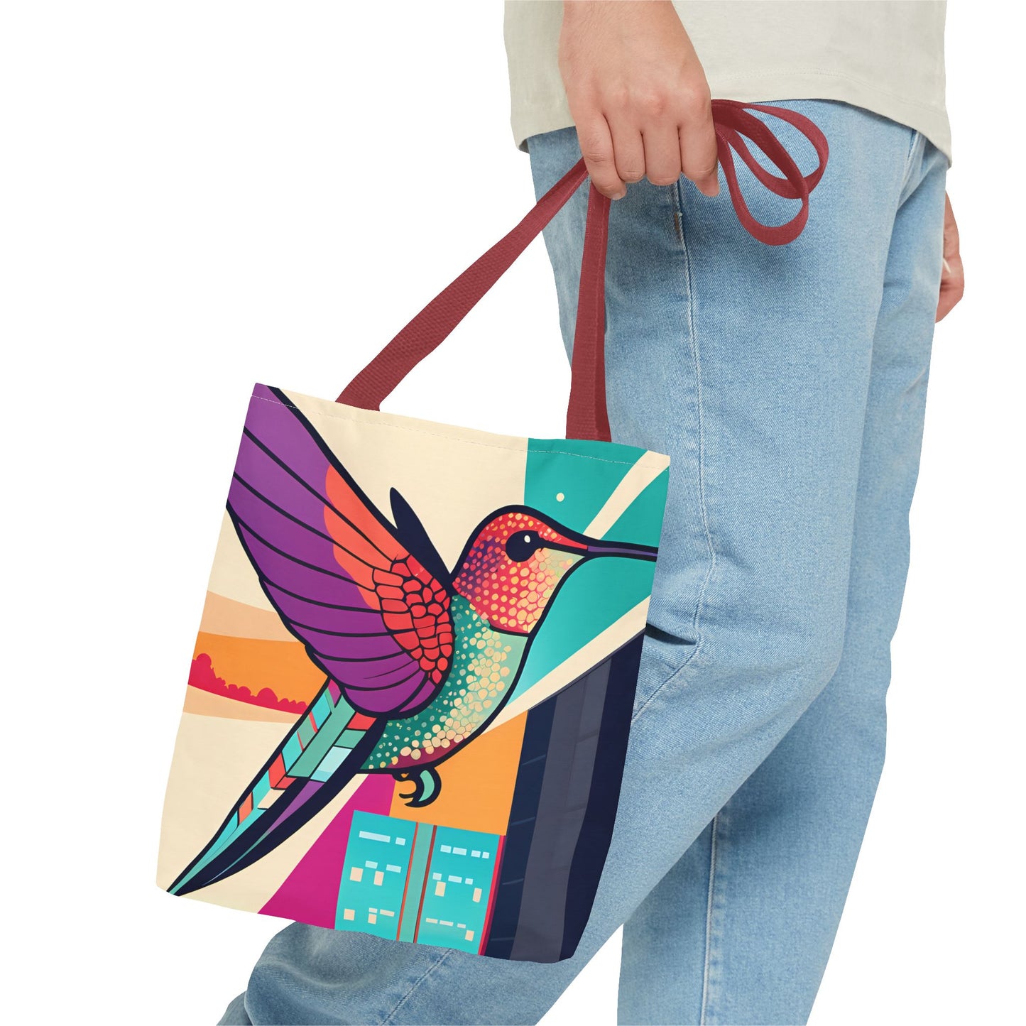 Colorful City Hummingbird Tote Bag
