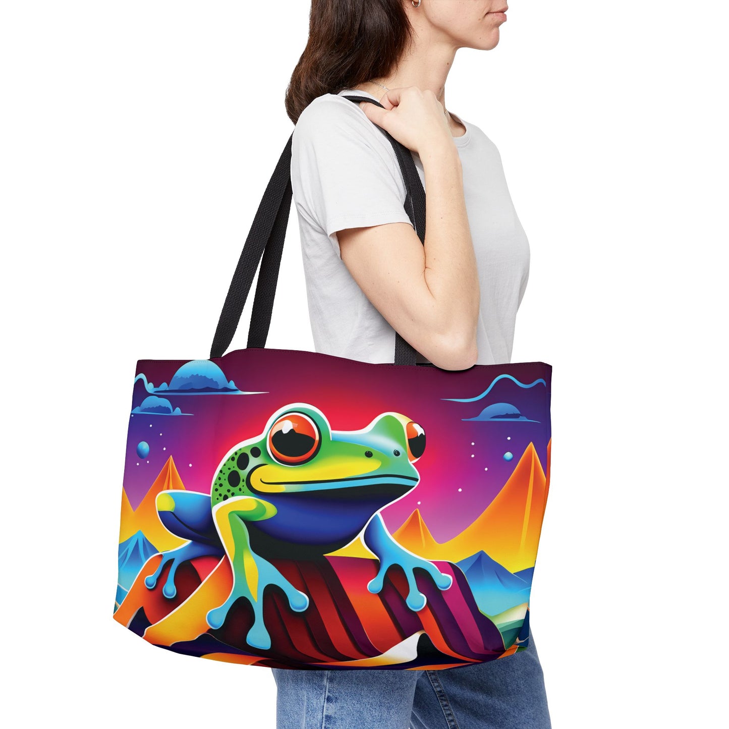 Psychedelic Space Frog Tote Bag