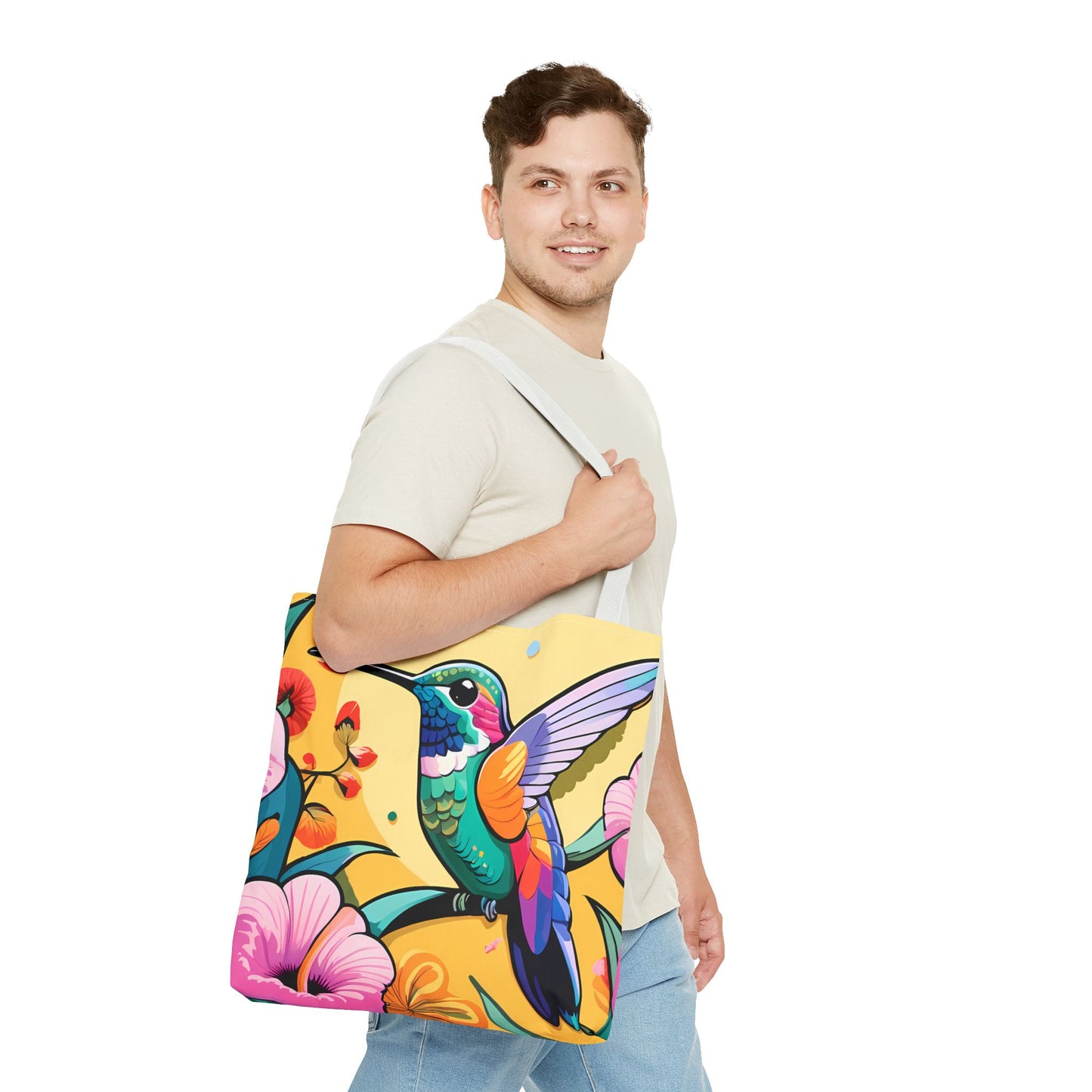 Floral Hummingbird Tote Bag
