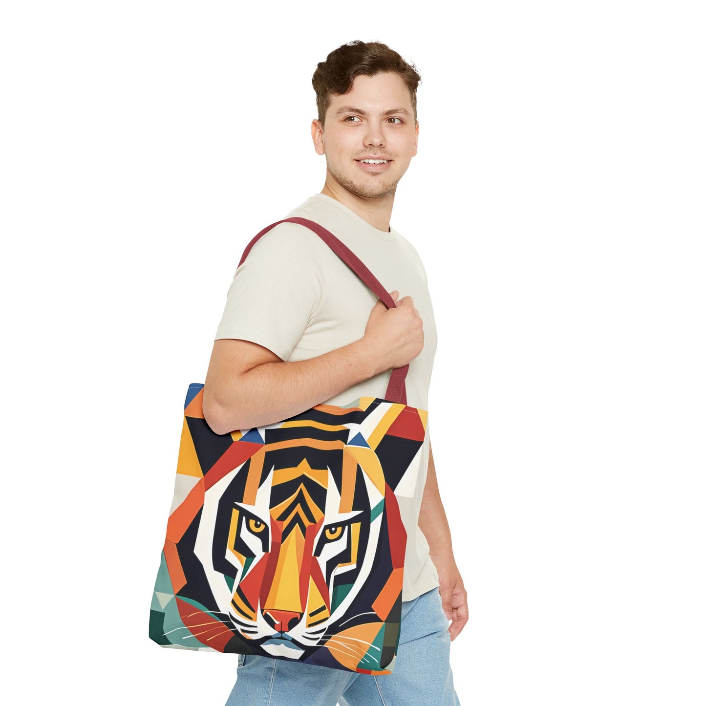 Geometric Tiger Face Tote Bag