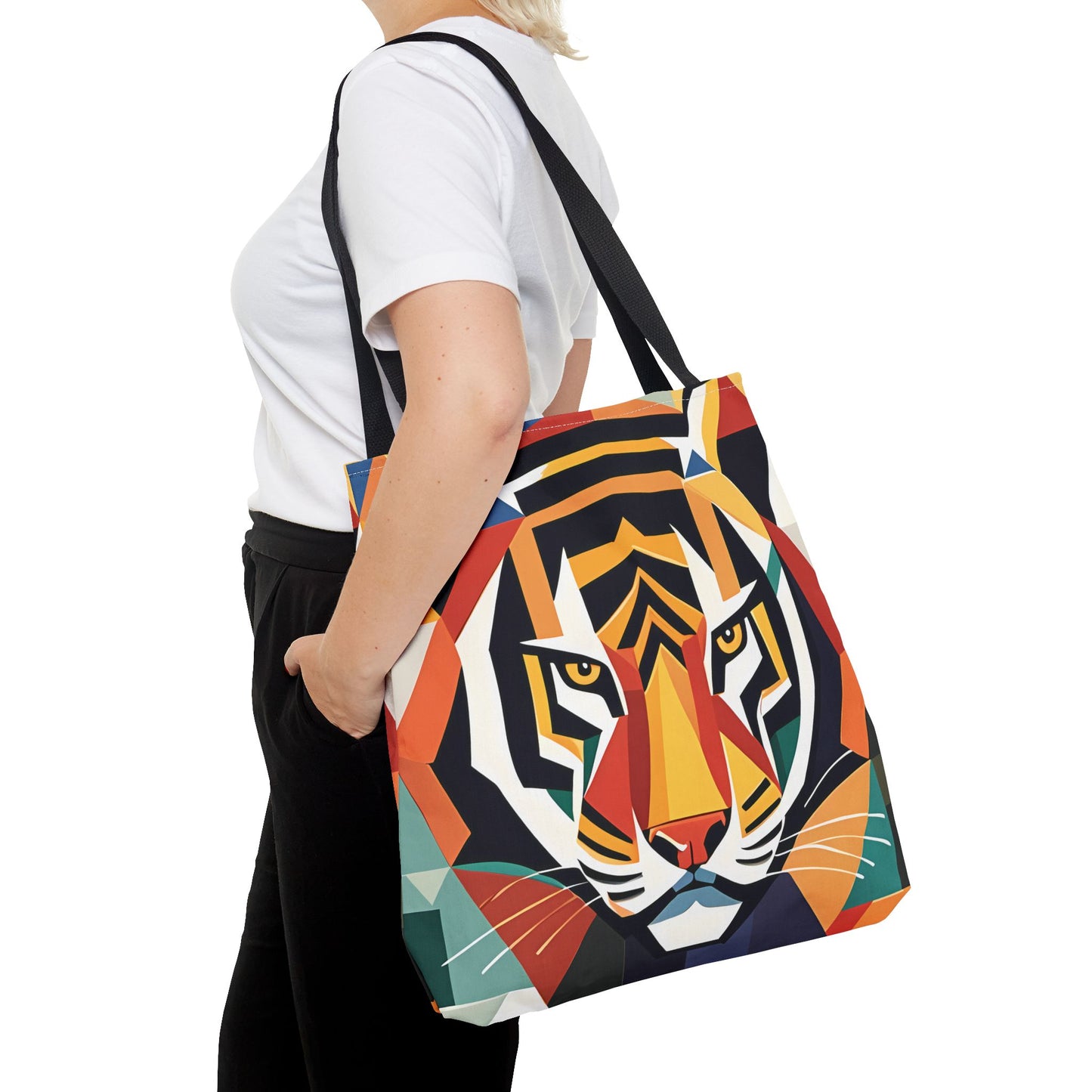 Geometric Tiger Face Tote Bag