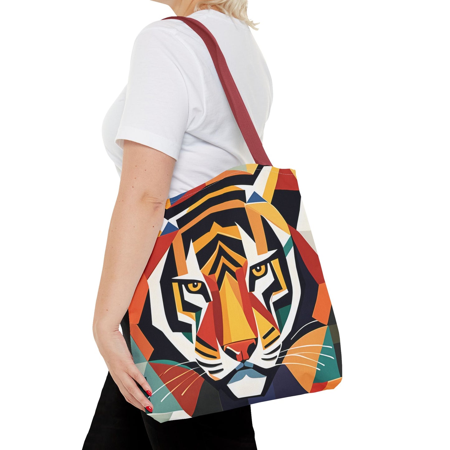 Geometric Tiger Face Tote Bag