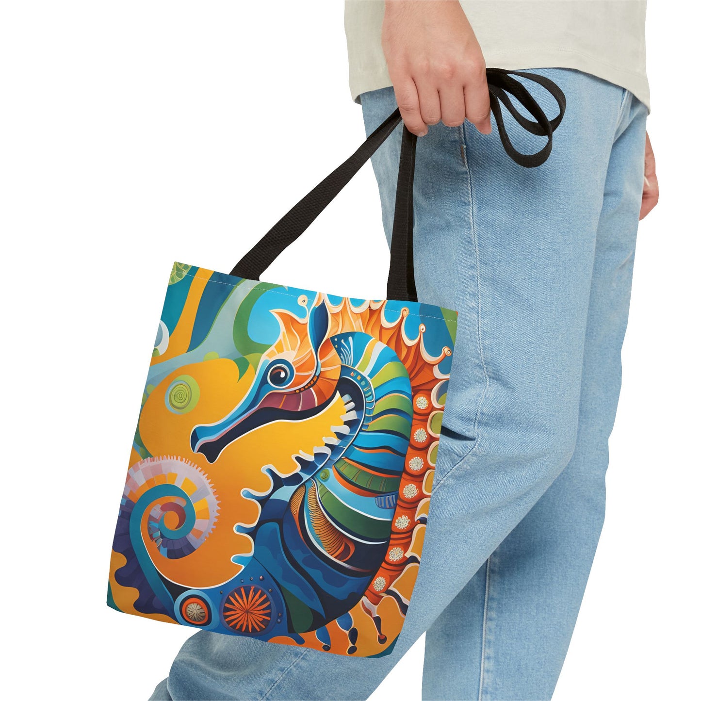 Psychedelic Seahorse Tote Bag