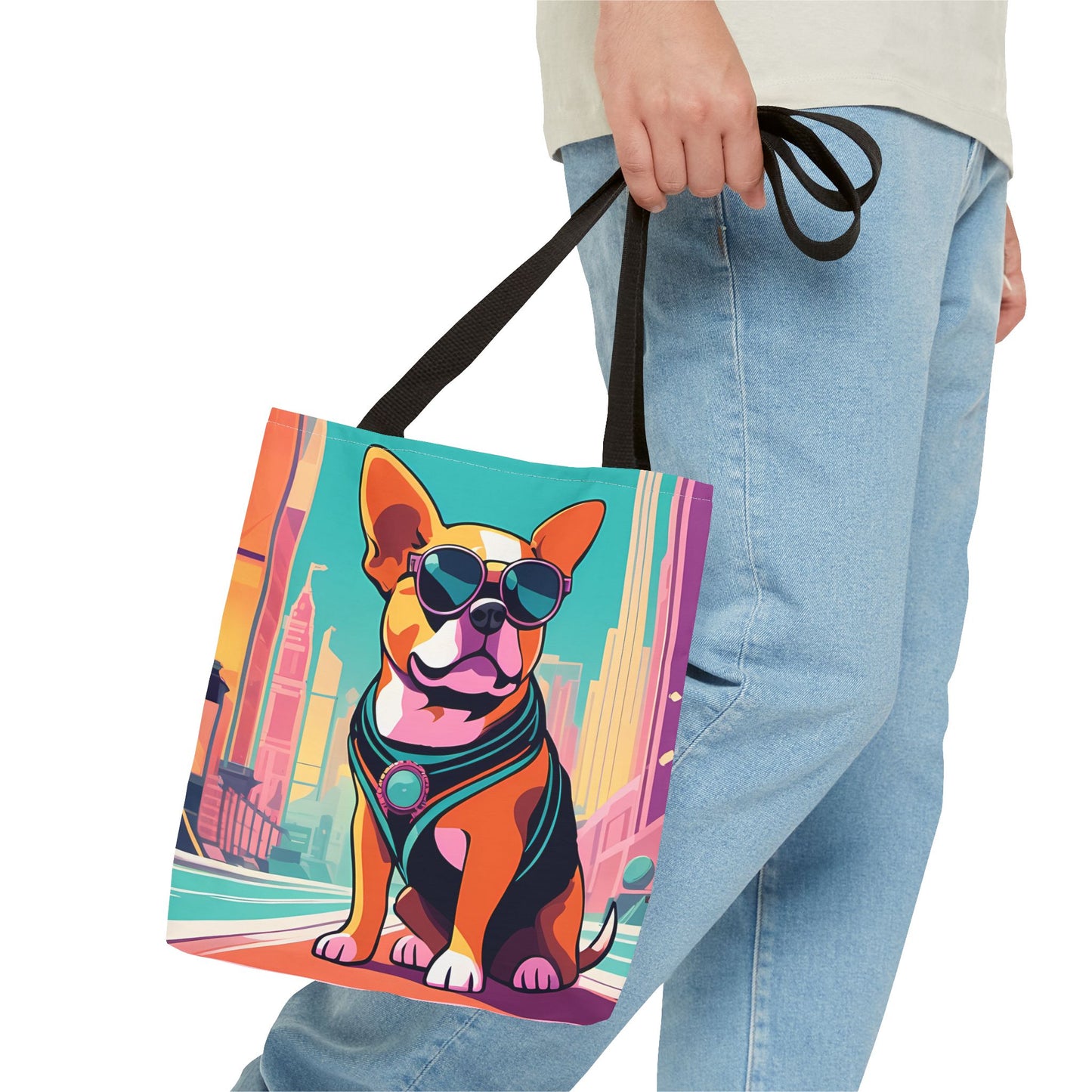 Cool Dog Cityscape Tote Bag