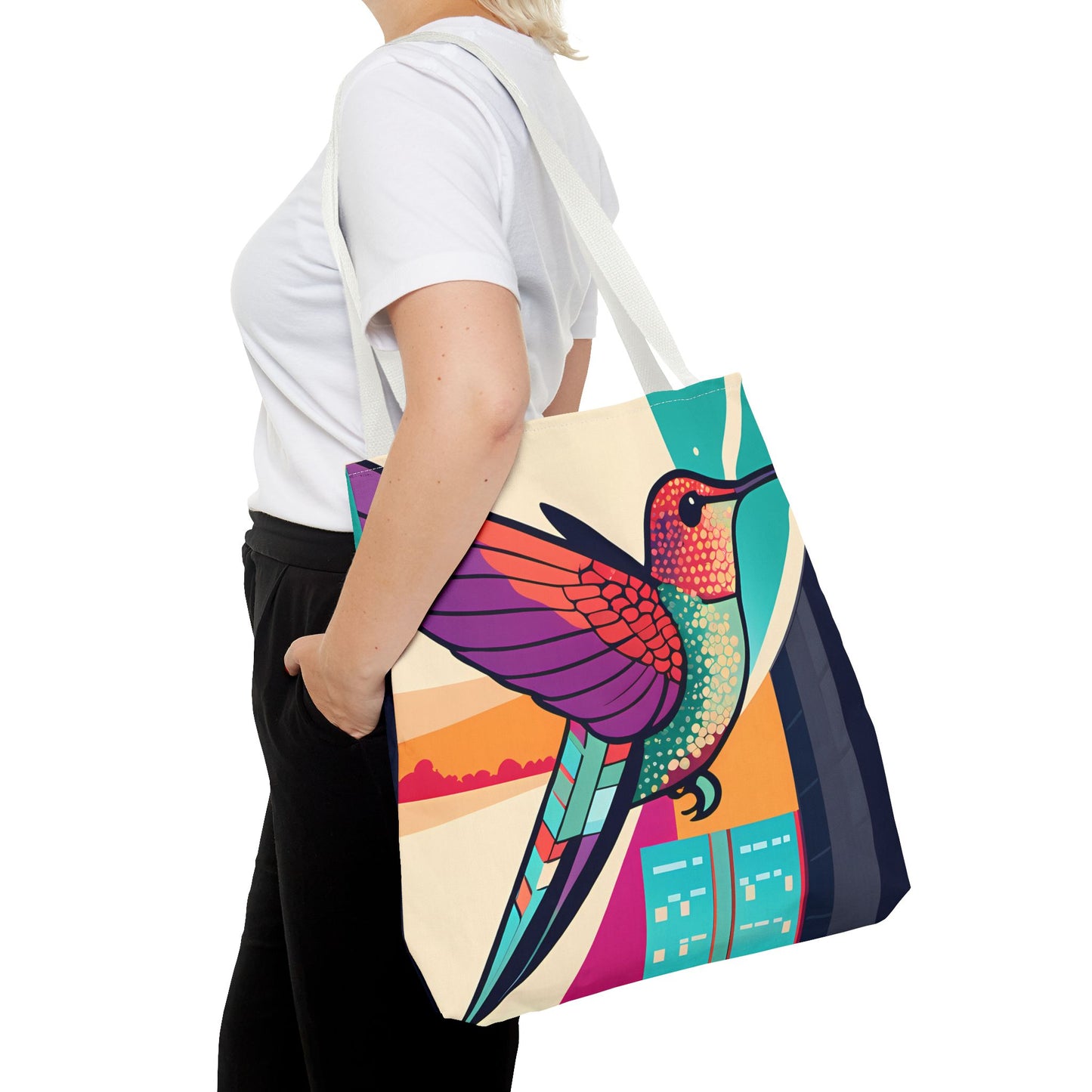 Colorful City Hummingbird Tote Bag
