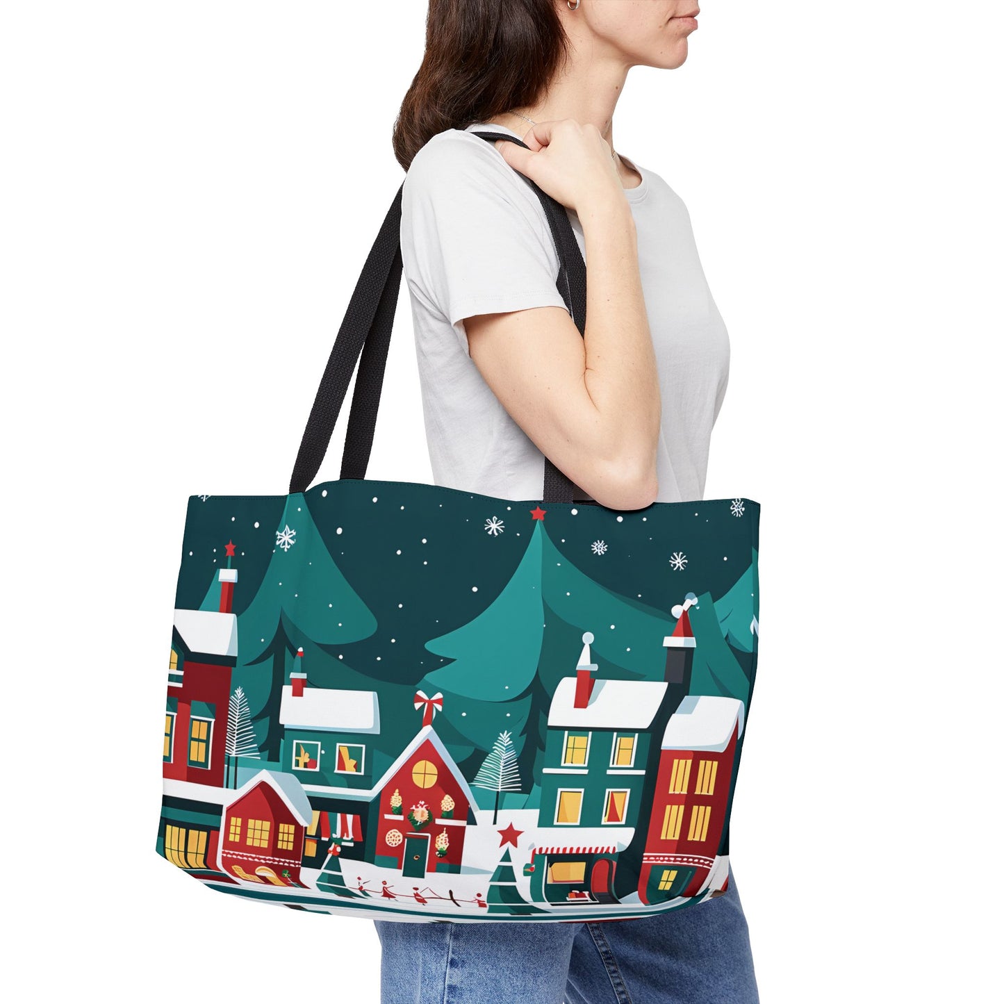 Snowy Christmas Town Tote Bag