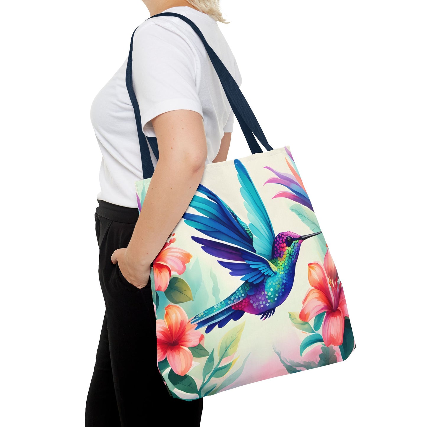 Floral Hummingbird Tote Bag